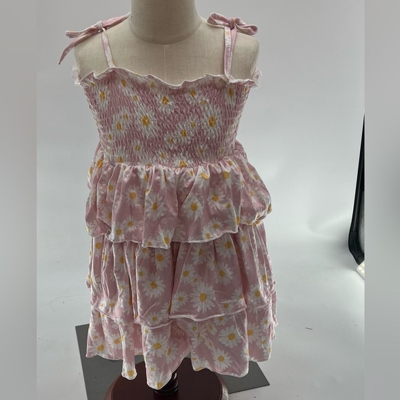 Daisy Dress for Girls - Smocked Pleated Spaghetti Strap Ruffle Dress - Size 2Y-3 - Picture 4 of 5